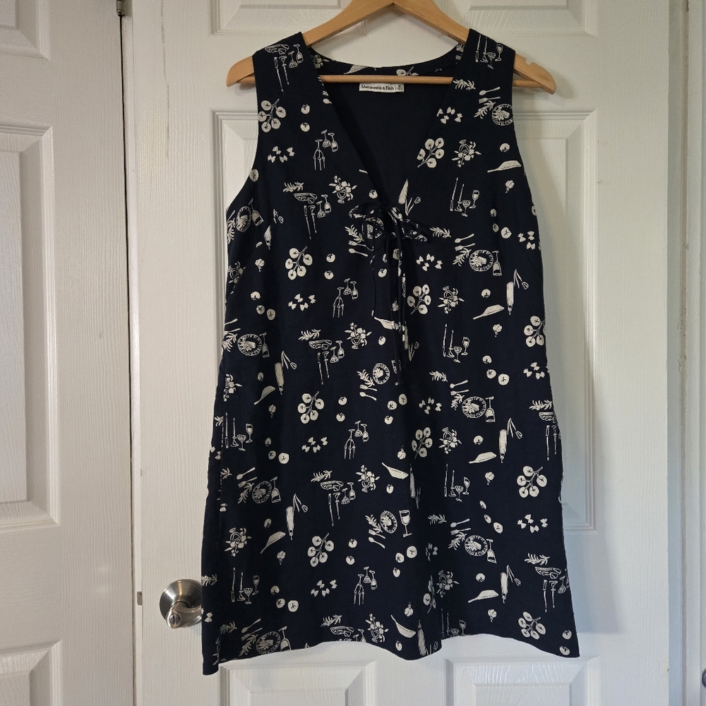 Abercrombie & Fitch Linen-Blend Tie-Front Mini Dress